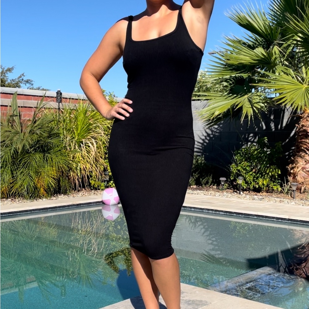 Black Knit Midi Dress